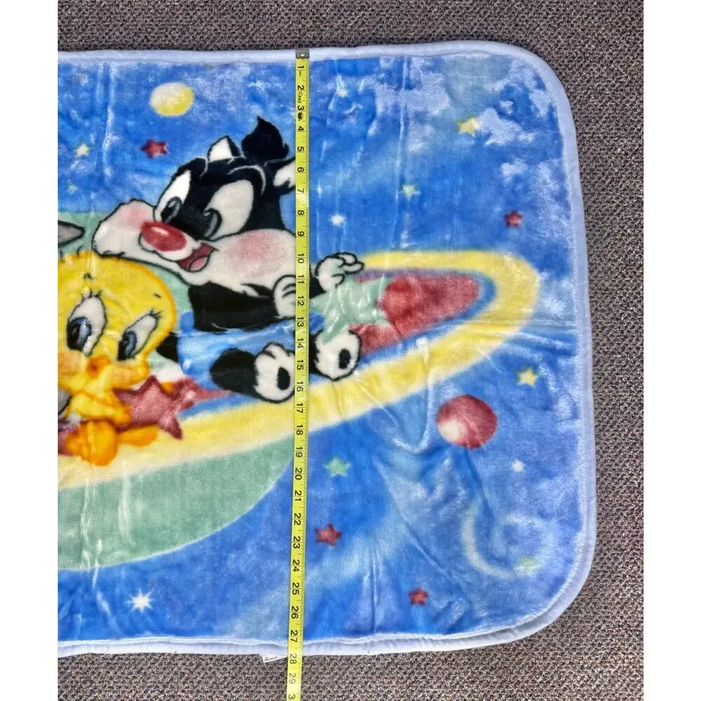 Vintage Baby Looney Tunes Bugs, Tweety & Sylvester Outer Space Blanket 46x28